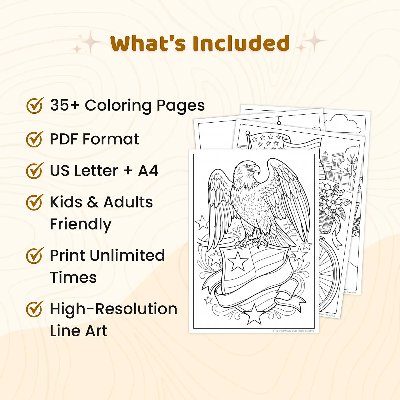 Free Patriotic Coloring Pages for Adults | American Flag & USA Heritage Designs