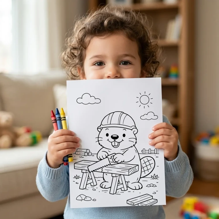 30+ Animal Construction Site Coloring Pages, Cute Builder Animals and Construction Vehicle Coloring Book PDF