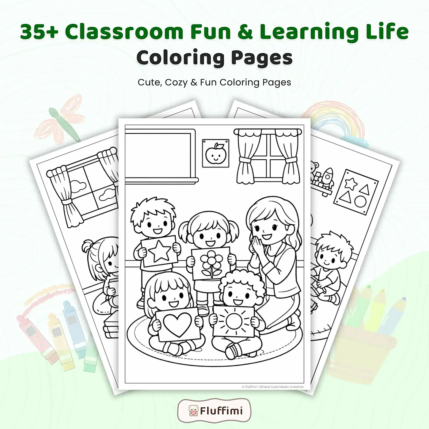 35+ Classroom Fun Learning Coloring Pages, School Life Activities, Teacher & Student Coloring Book, Back to School Printable PDF