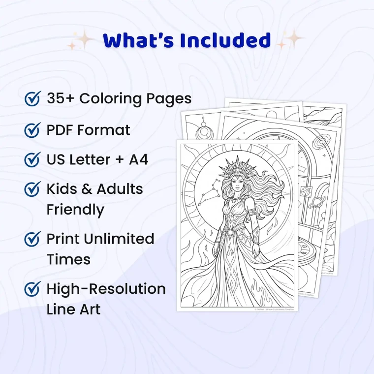 Freebie Zodiac Woman Art Coloring Pages