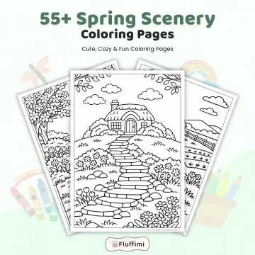 55+ Spring Scenery Coloring Pages – Scenic Nature Landscapes and Countryside Designs Printable PDF