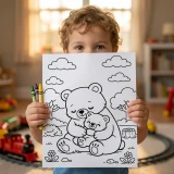 40+ Cute Mom and Baby Animals Coloring Pages, Animal Family Coloring Book, Kawaii Wildlife & Farm Animal Printable PDF
