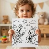 30+ Animal Music Band Coloring Pages, Cute Animal Musicians and Concert Coloring Book PDF