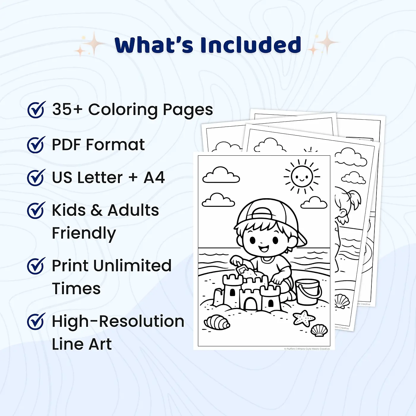 35+ Beach and Sunshine Days Coloring Pages, Kids Summer Beach Activities Coloring Book PDF