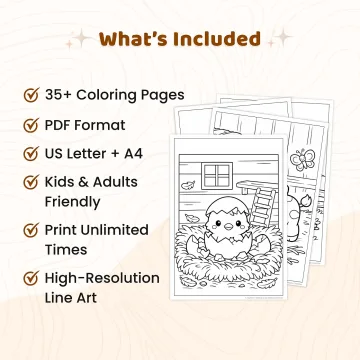 35+ Baby Farm Animal Adventures Coloring Pages for Kids, Cute Barnyard Animals Coloring Book PDF