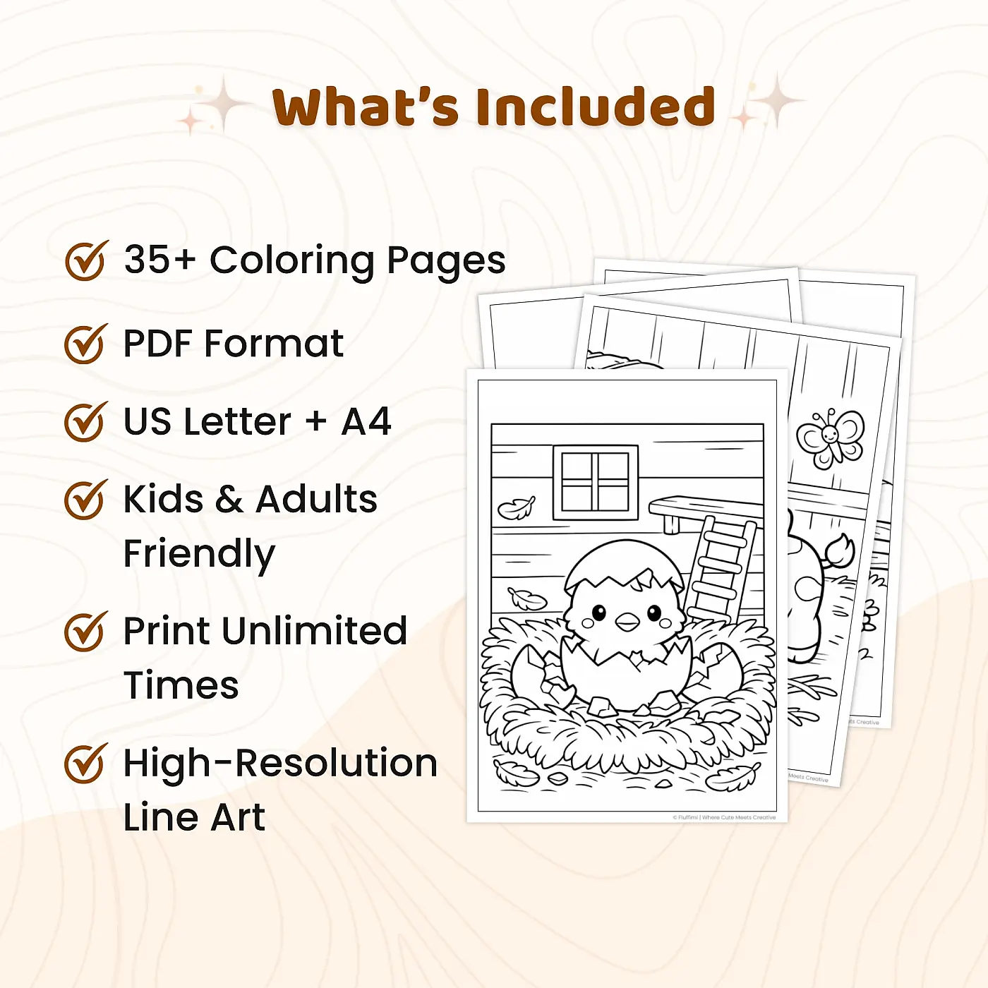 35+ Baby Farm Animal Adventures Coloring Pages for Kids, Cute Barnyard Animals Coloring Book PDF