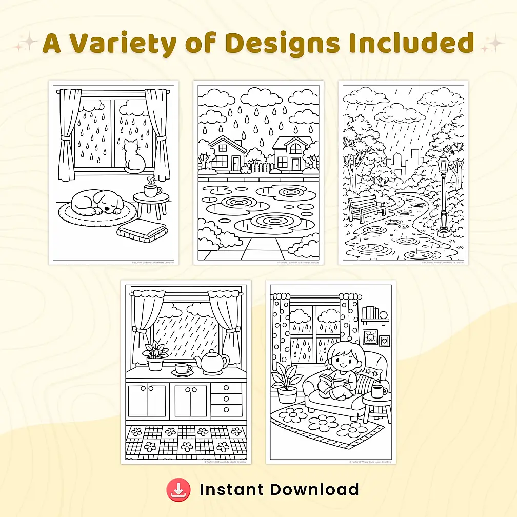 40+ Rainy Day Coloring Pages for Kids, Cozy Weather and Umbrella Coloring Sheets