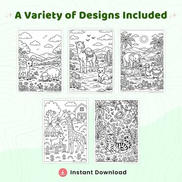 50+ Animal Coloring Pages for Kids and Adults, Baby Animal & Safari Animal Coloring Book PDF