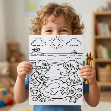 40+ Summer Fun Adventures Coloring Pages, Kids Beach and Vacation Activities Coloring Book PDF