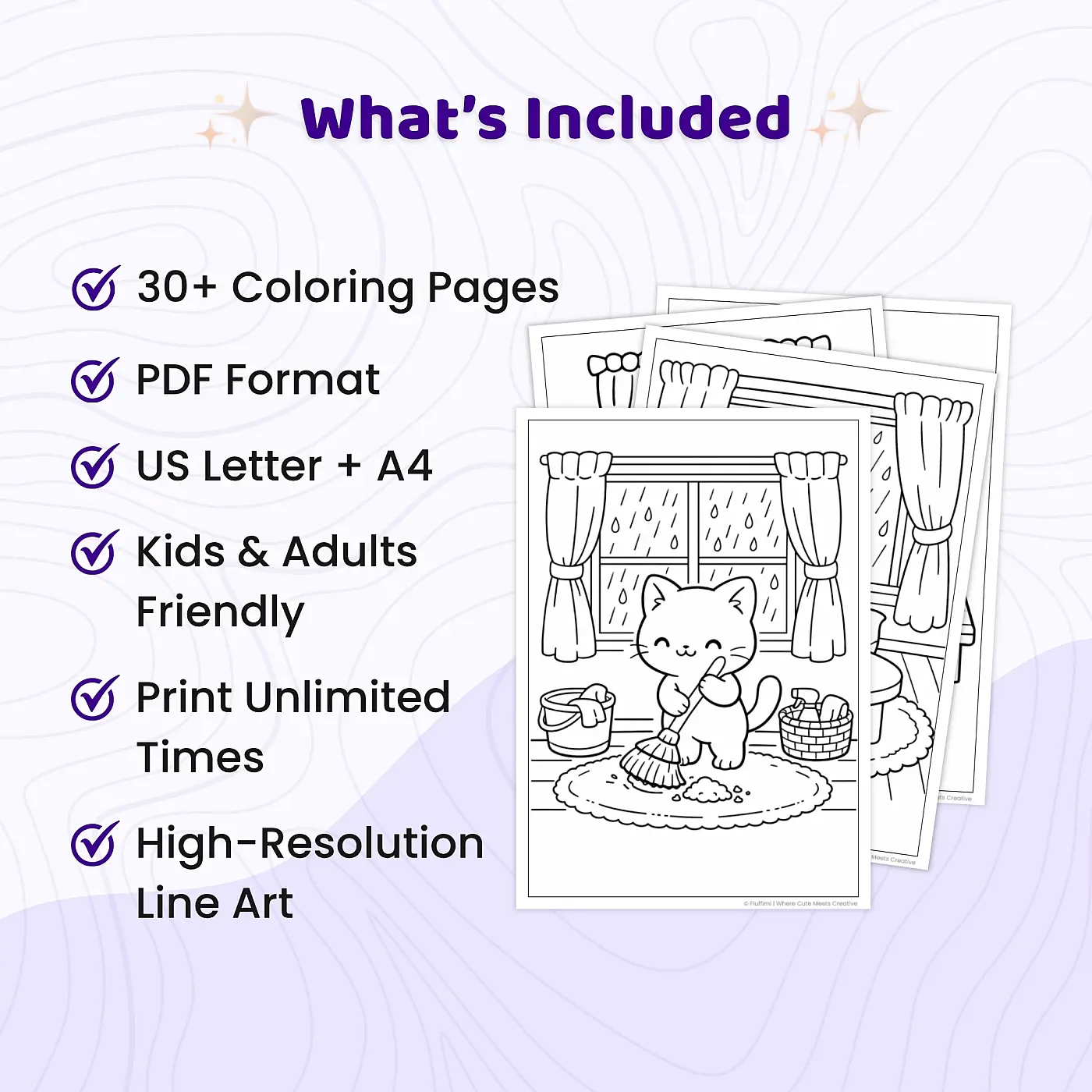 30+ Rainy Day Cozy Room Coloring Pages, Kawaii Animal Indoor Comfort Coloring Book PDF