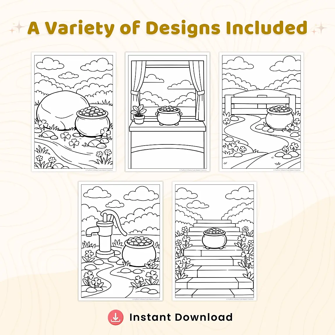 35+ Pot of Gold Coloring Pages – St. Patrick’s Day Rainbow & Lucky Gold Scene Coloring Sheets