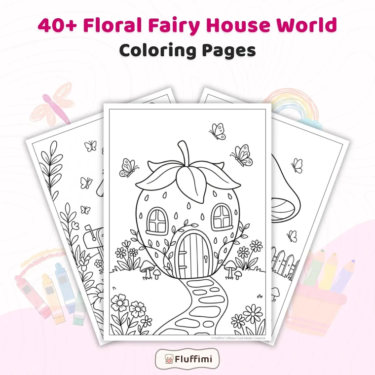 Freebie Floral Fairy House World Coloring Pages