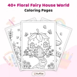 Freebie Floral Fairy House World Coloring Pages