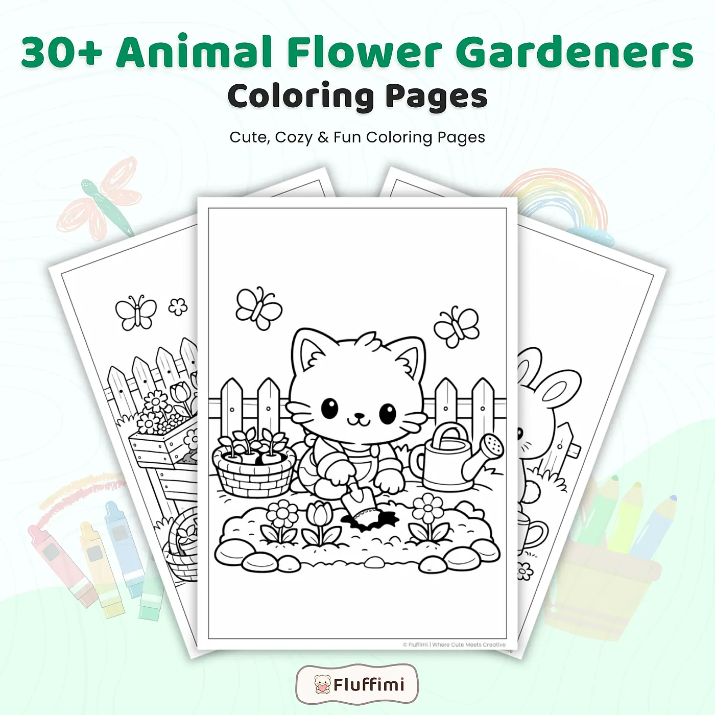 30+ Animal Flower Gardeners Coloring Pages – Cute Gardening Animals, Spring Garden Scenes & Nature Activities