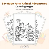 35+ Baby Farm Animal Adventures Coloring Pages for Kids, Cute Barnyard Animals Coloring Book PDF