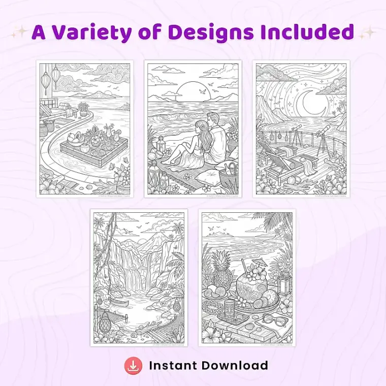 Freebie Tropical Hawaii Coloring Pages