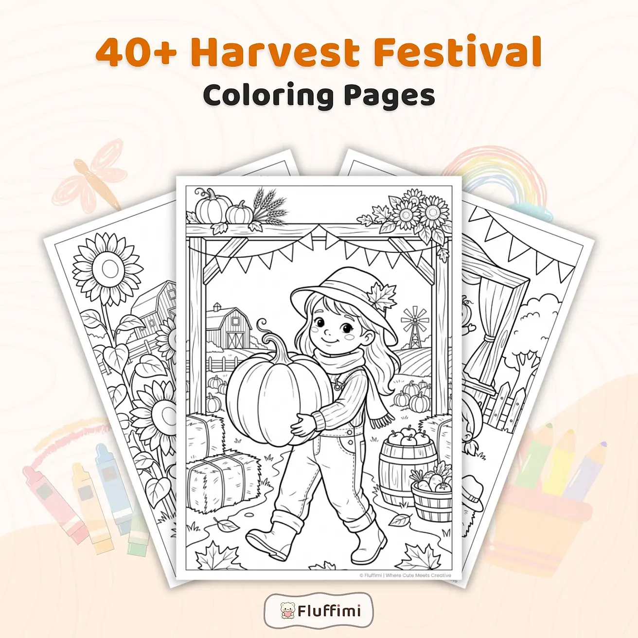 Free Harvest Festival Coloring Pages for Kids - Fall Farm & Autumn Printables