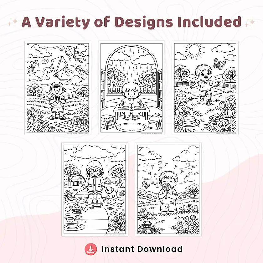 55+ Spring Weather Coloring Pages for Kids, Seasonal Weather Learning Activity Sheets