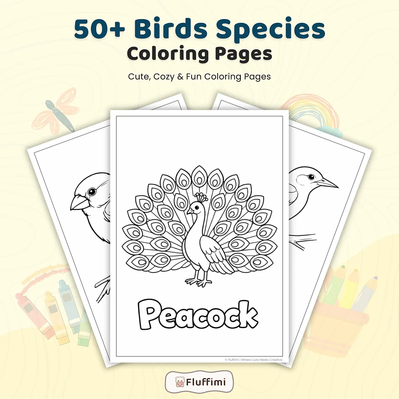 50+ Birds Coloring Pages Printable PDF for Kids | Cute and Easy Bird Coloring Book
