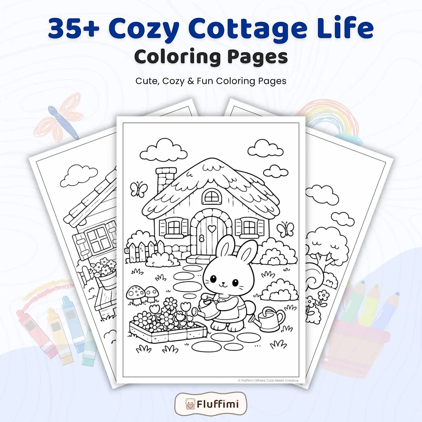 35+ Cozy Cottage Life Coloring Pages – Cottagecore Animal Homes & Countryside Garden Scenes