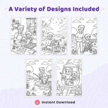 Free Father's Day Coloring Pages for Kids | Dad & Child Fun Activity Sheets