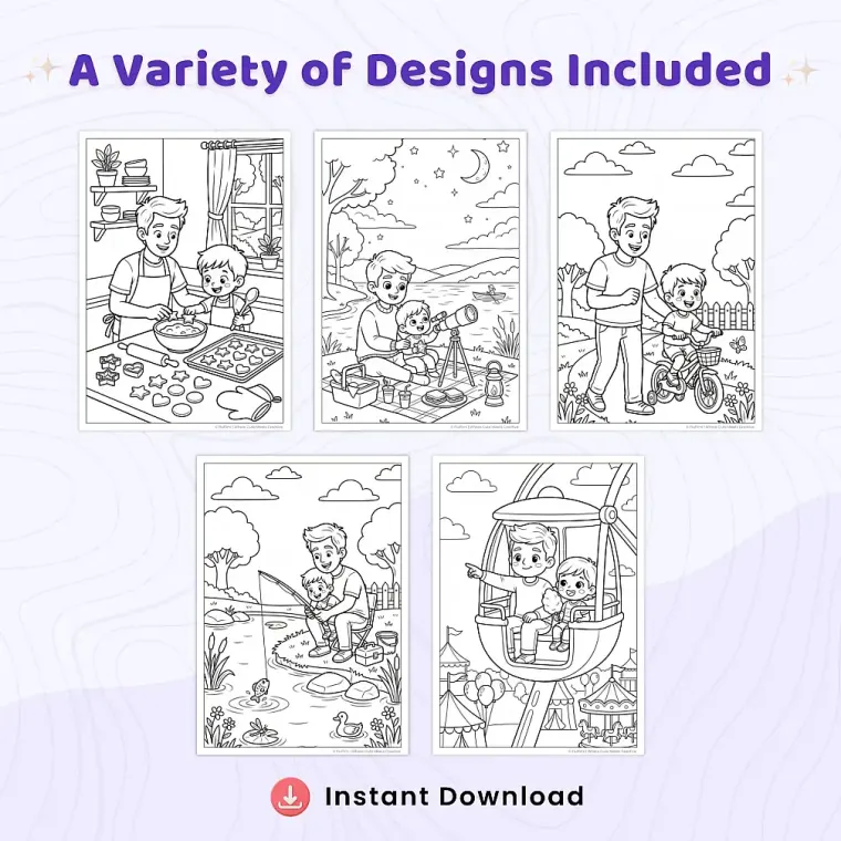 Free Father's Day Coloring Pages for Kids | Dad & Child Fun Activity Sheets