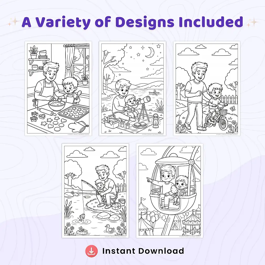 Free Father's Day Coloring Pages for Kids | Dad & Child Fun Activity Sheets