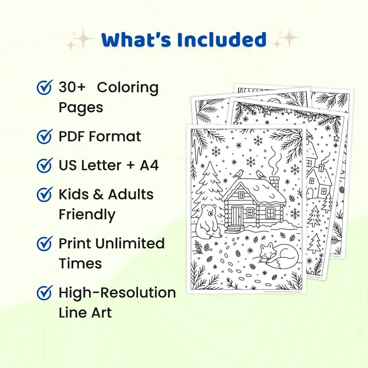 30+ Winter Animals Coloring Pages Printable PDF for Kids & Adults