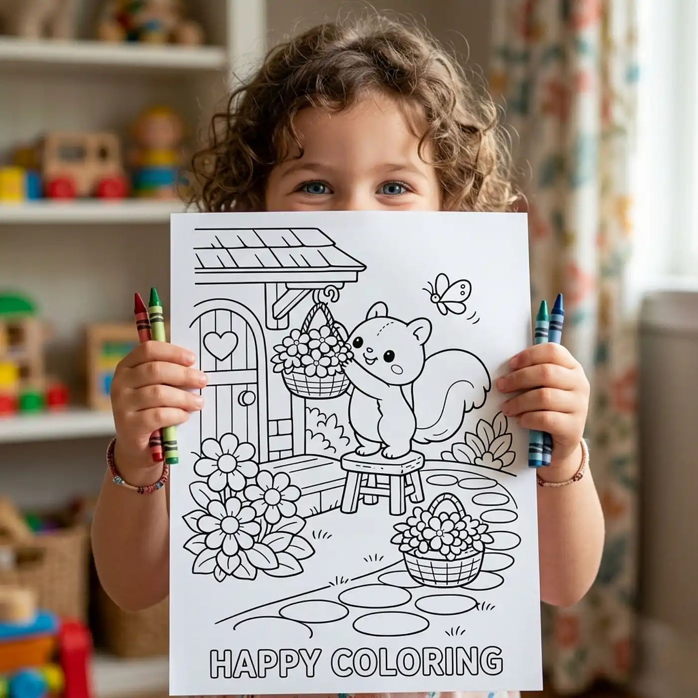 40+ Blooming Flower Village Coloring Pages, Floral Cottage & Garden Animal Scenes Printable Spring Village PDF
