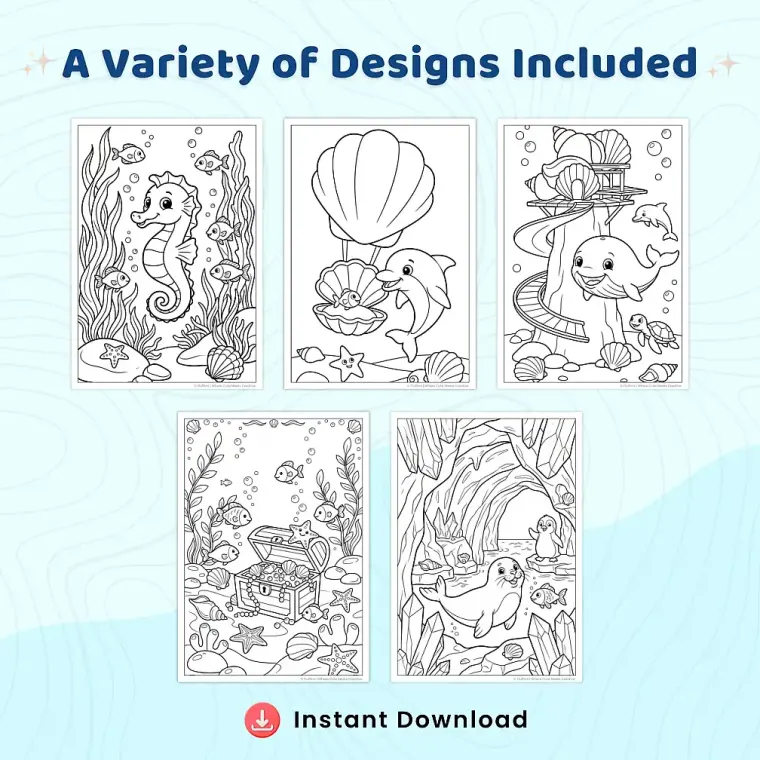 Freebie Ocean Life Coloring Pages for Adults