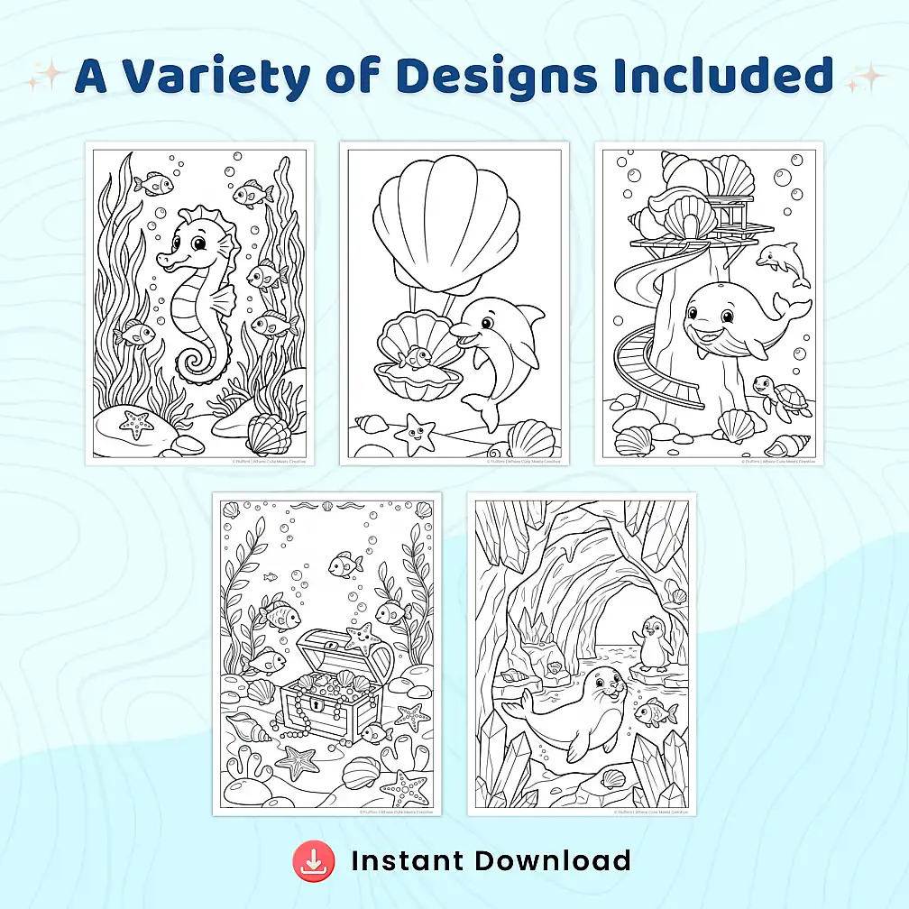 Freebie Ocean Life Coloring Pages for Adults