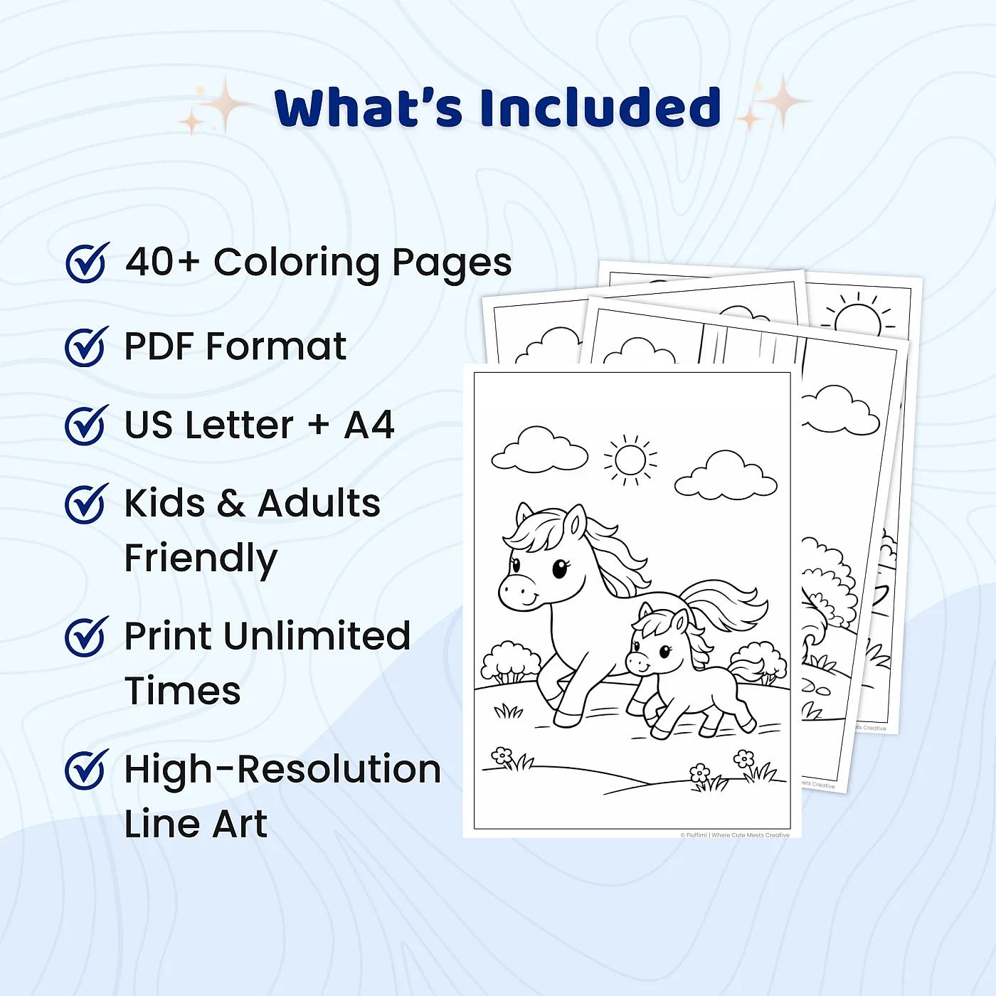 40+ Cute Mom and Baby Animals Coloring Pages, Animal Family Coloring Book, Kawaii Wildlife & Farm Animal Printable PDF