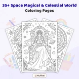 Freebie Space Magical & Celestial World Coloring Pages