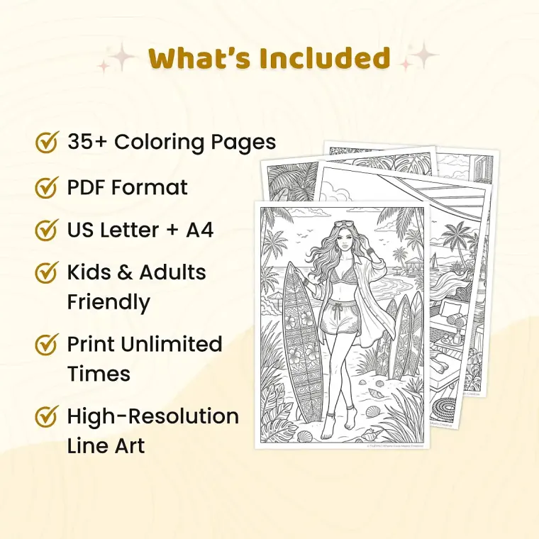 Freebie Summer Fashion Girl Coloring Pages