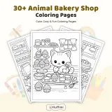 30+ Animal Bakery Coloring Pages – Cute Kawaii Baking, Pastry & Dessert Shop Scenes