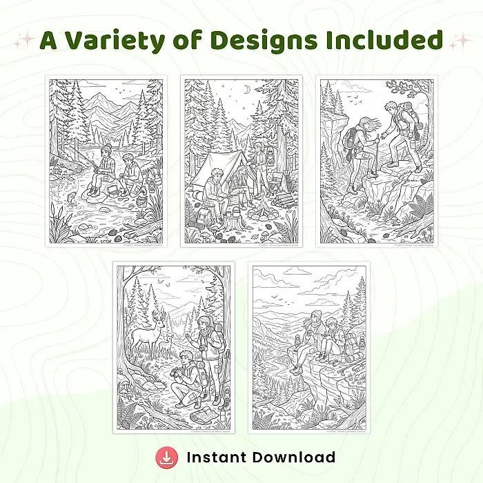 Freebie Camping & Outdoor Adventures Coloring Pages