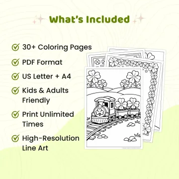 30+ Lucky Clover Coloring Pages Printable PDF Bundle