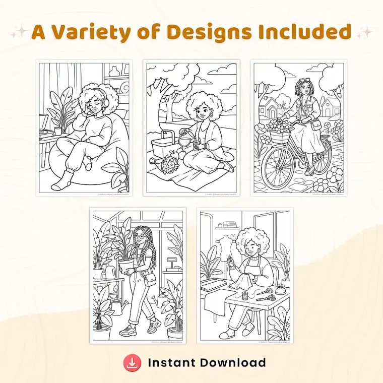 Freebie Cute Little Black Women Coloring Pages