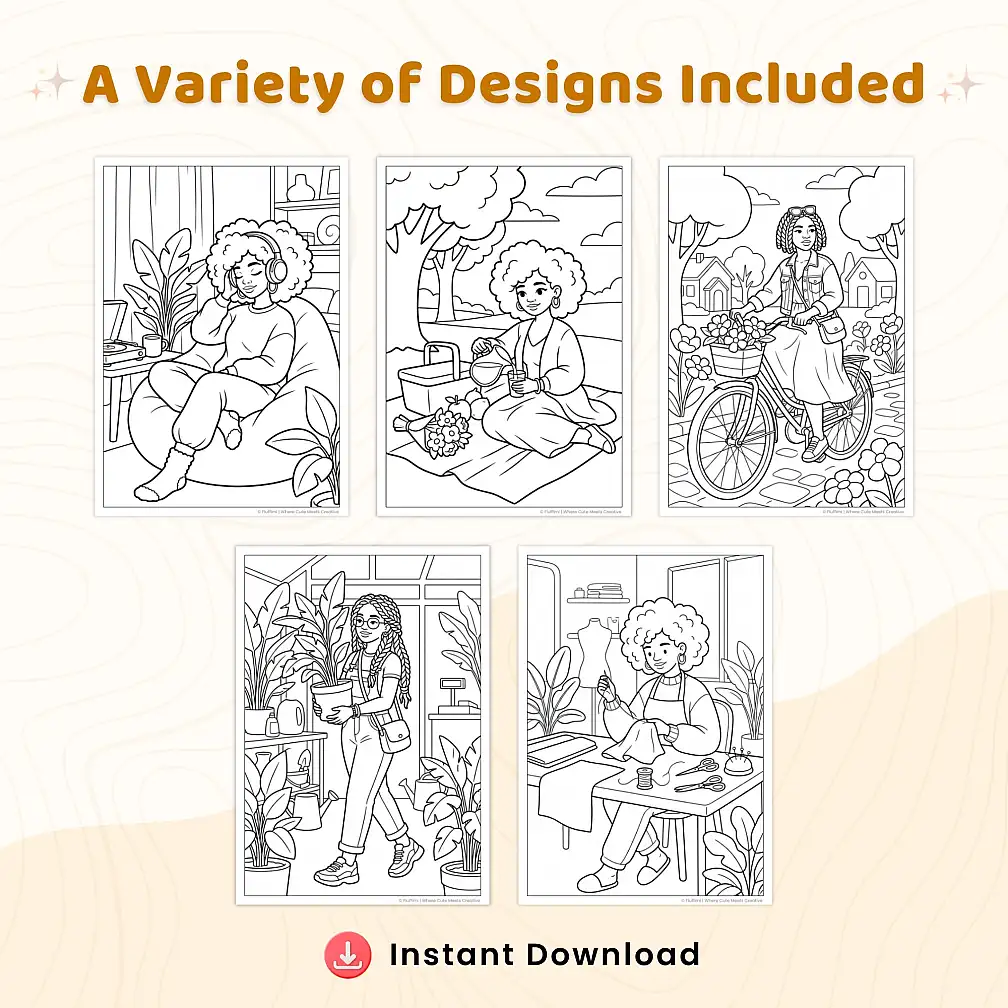 Freebie Cute Little Black Women Coloring Pages