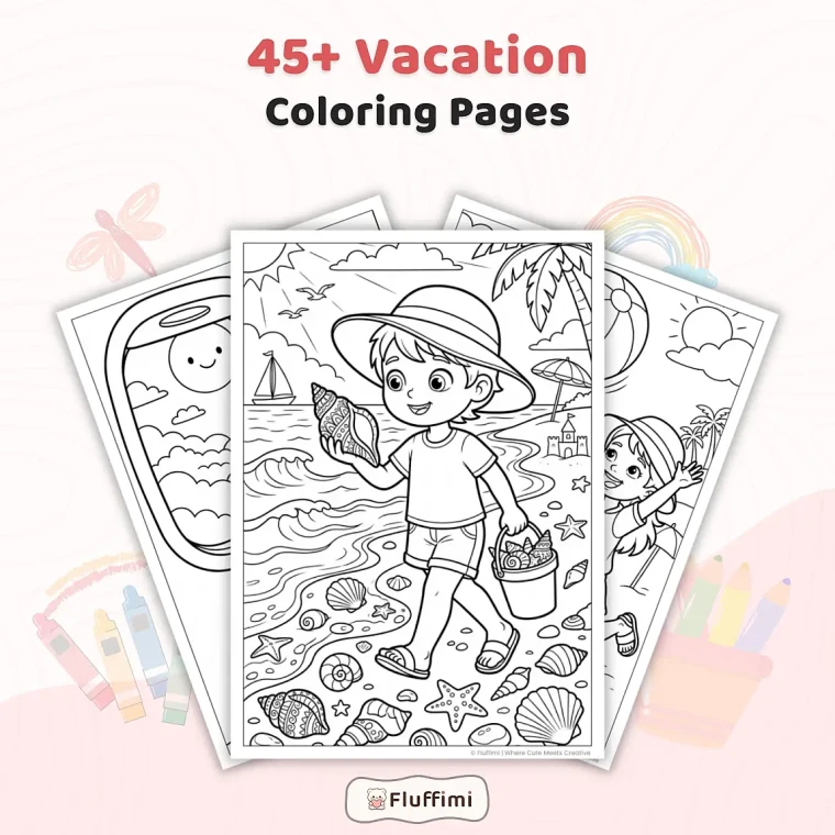 Freebie Vacation Coloring Pages – Printable Travel Adventure Coloring Sheets