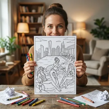 Freebie Pool Fun Coloring Pages for Adults
