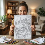 Freebie Pool Fun Coloring Pages for Adults