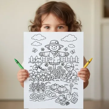 45+ Spring Garden Coloring Pages, Flower Garden Scenes, Cozy Nature Gardens and Gardening Activities Printable PDF