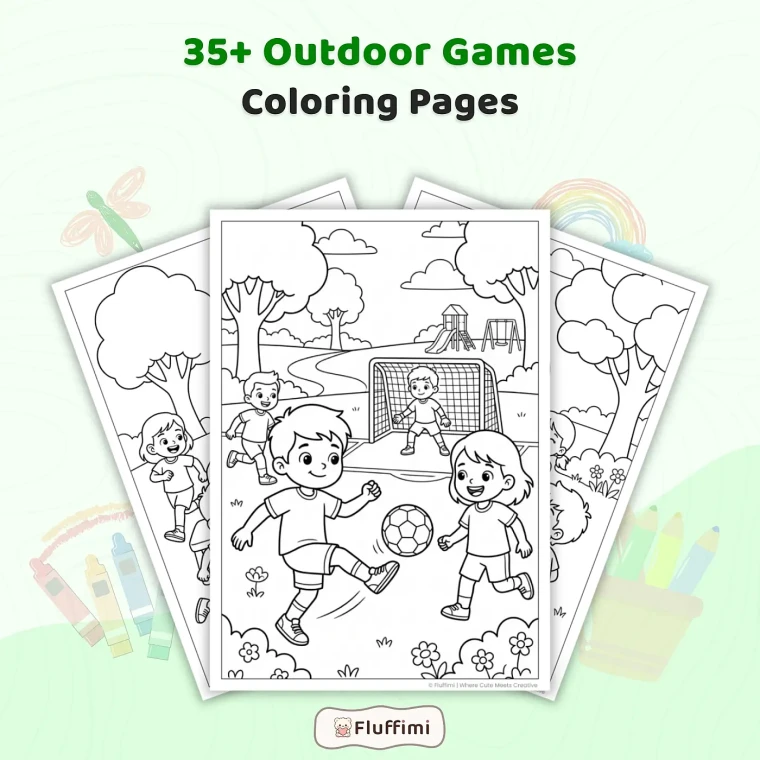 Freebie Outdoor Games Coloring Pages for Adults
