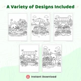 35+ Cute Spring Village Streets Coloring Pages – Animal Town Market & Countryside Life Scenes