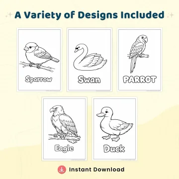 50+ Birds Coloring Pages Printable PDF for Kids | Cute and Easy Bird Coloring Book
