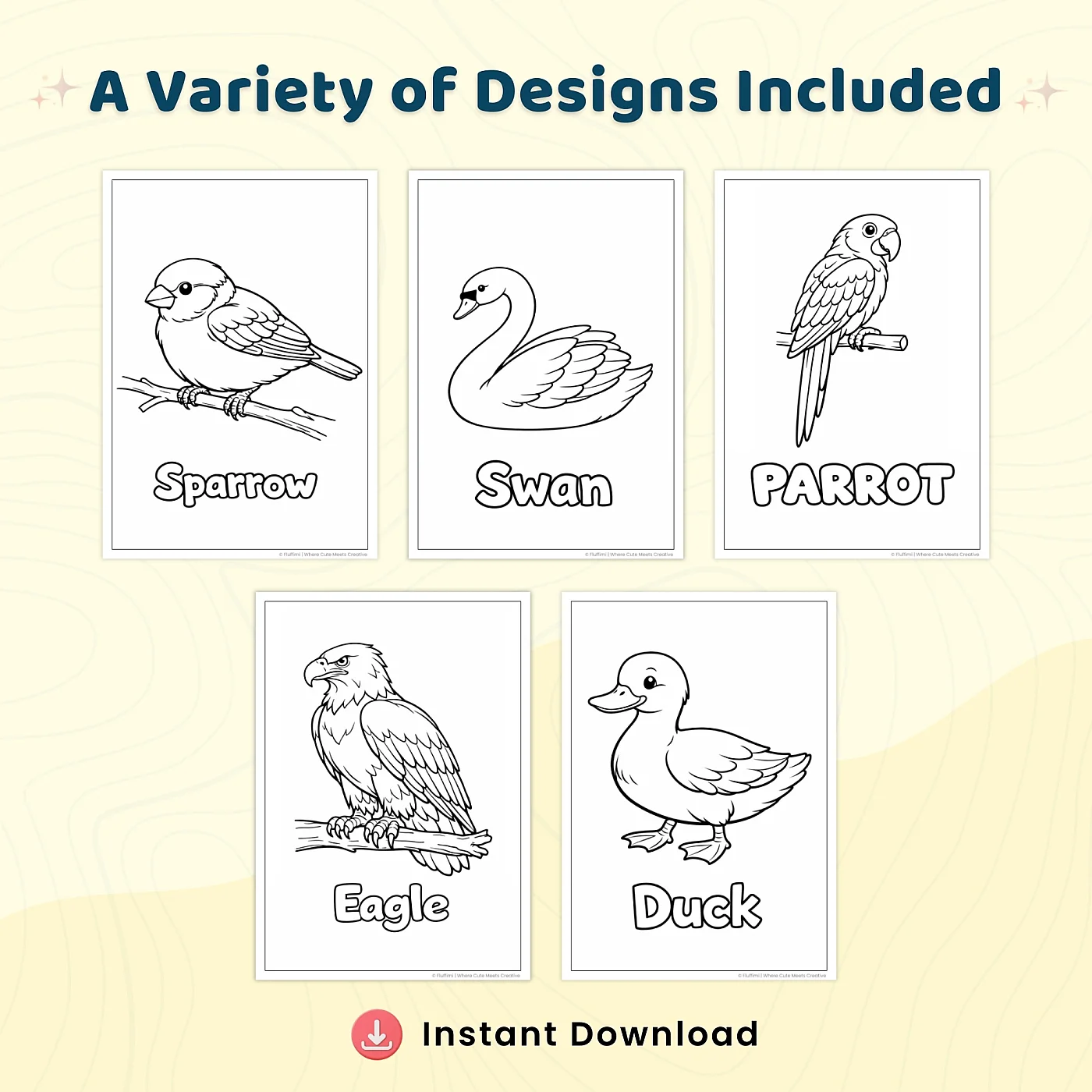 50+ Birds Coloring Pages Printable PDF for Kids | Cute and Easy Bird Coloring Book