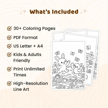30+ Spring Picnic Friends Coloring Pages, Cute Animal Picnic & Meadow Coloring Book PDF