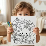 35+ Woodland Animal Homes Coloring Pages, Cozy Forest Cottage & Mushroom House Coloring Book PDF