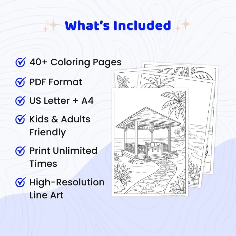 Free Tropical Island Coloring Pages for Adults